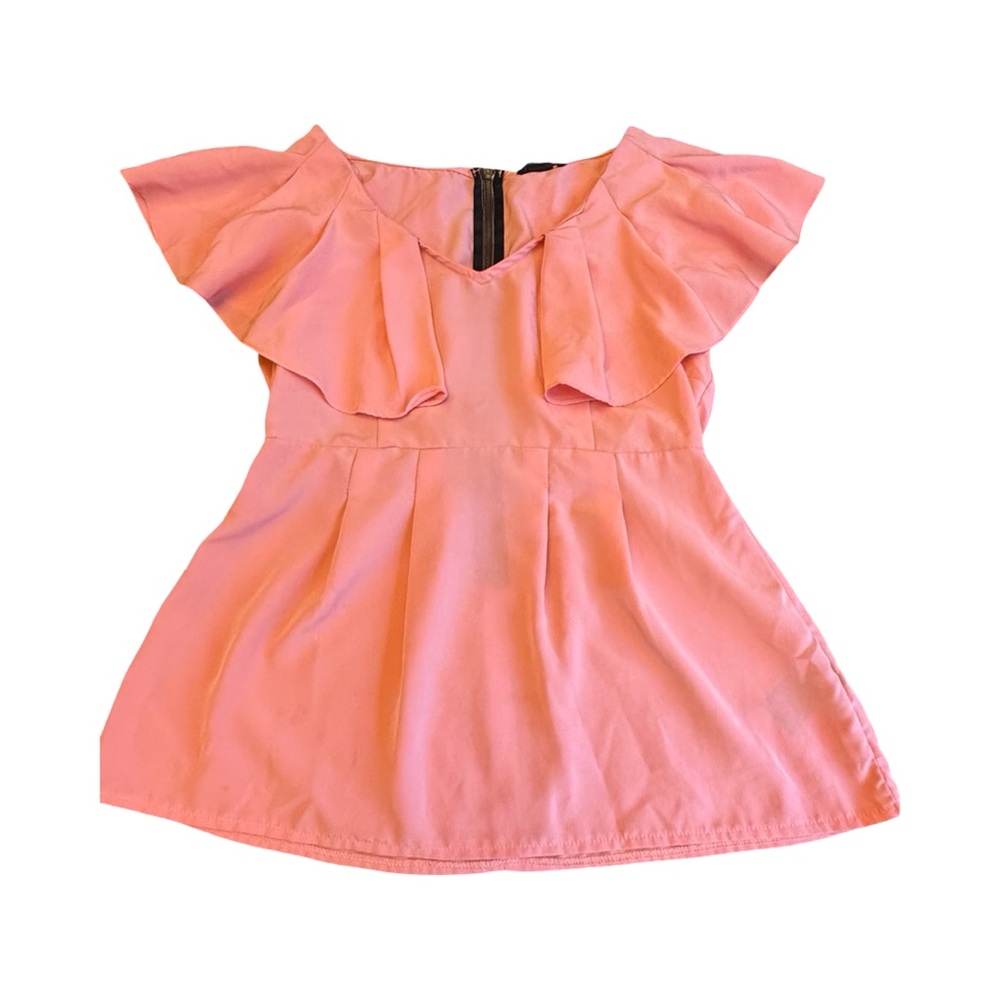 H&M Peach Blouse with Pleated Design